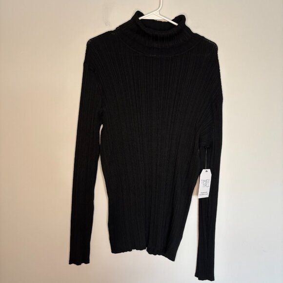 TIME AND TRU NEW Ribbed Turtleneck Womens XL Black Long Sleeve Stretch - Picture 4 of 8